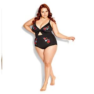 *Final price* NWT City Chic Black Floral Swimsuit